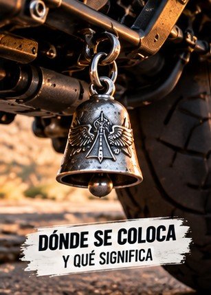 Campana Guardian Bell colgada en la parte baja de una moto